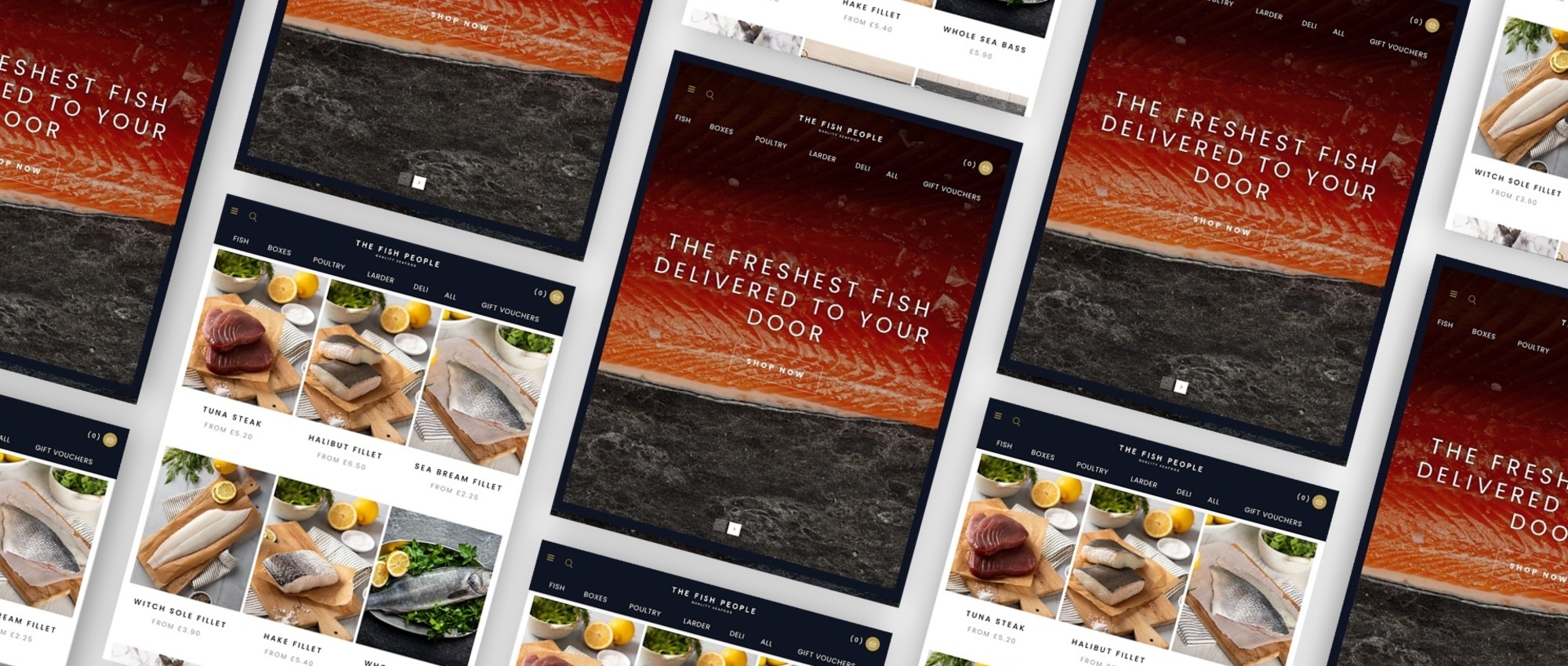 Showcase of The Fish People's bespoke e-commerce and fresh seafood subscription box website